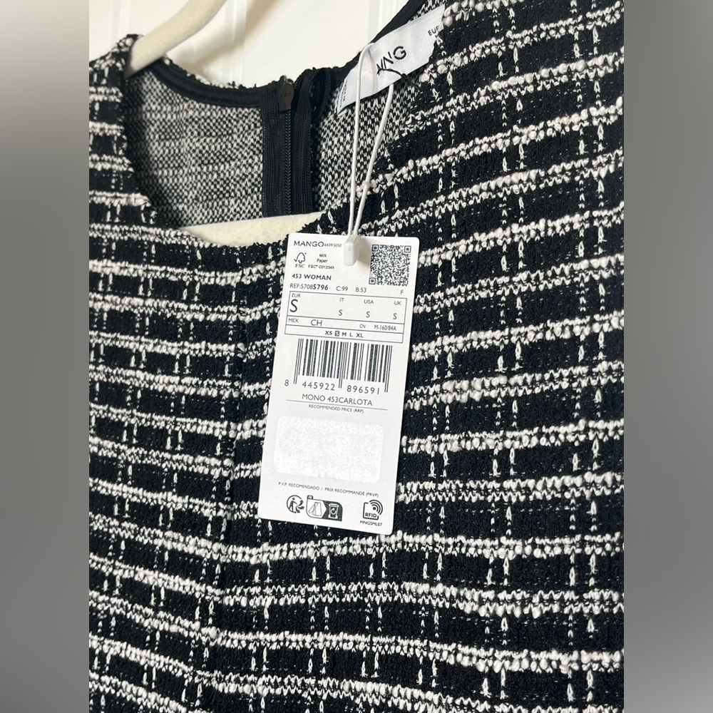 NWT Mango short tweed romper with front pockets Size S CB131 - Picture 4 of 14